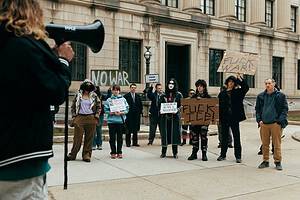 Photos: At the New Jersey State House, protesters call for an end to the war with Iran