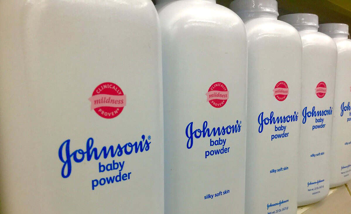 bottles of talc on a shelf